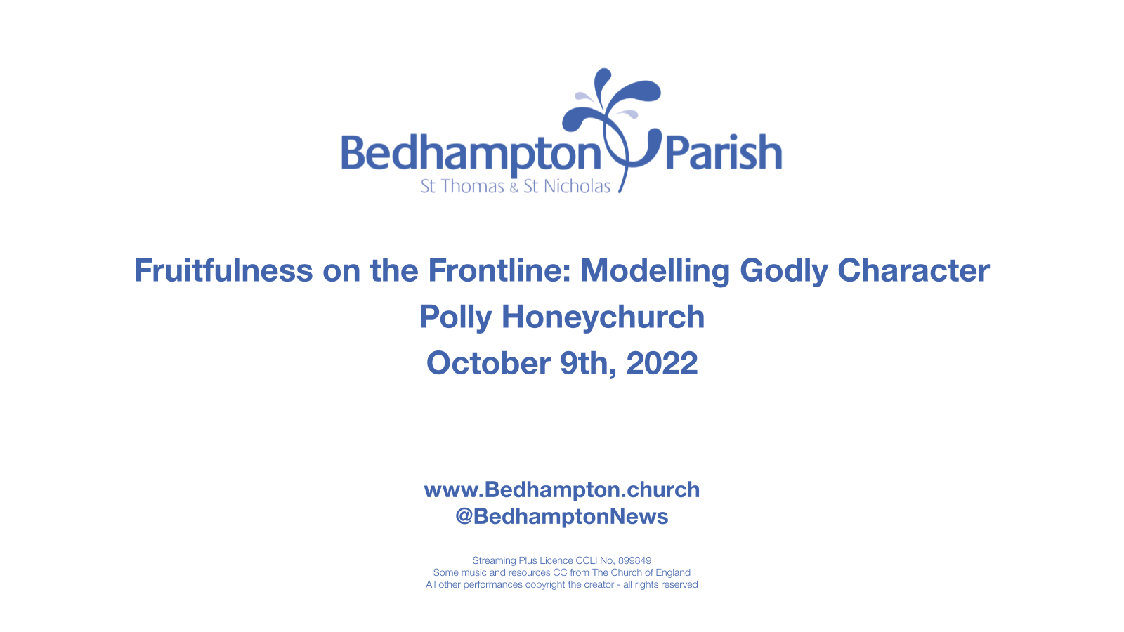 Sermon October 9th, 2022 – Fruitfulness on the Frontline: Modelling Godly Character