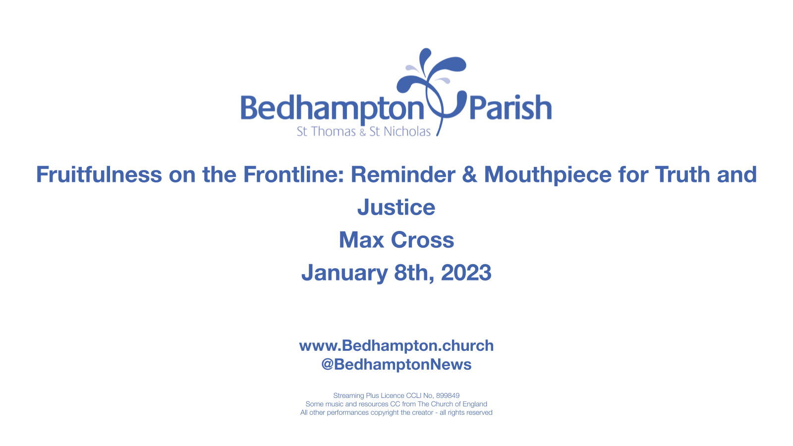 Sermon January 8th, 2023 – Fruitfulness on the Frontline: Mouthpiece for Truth and Justice