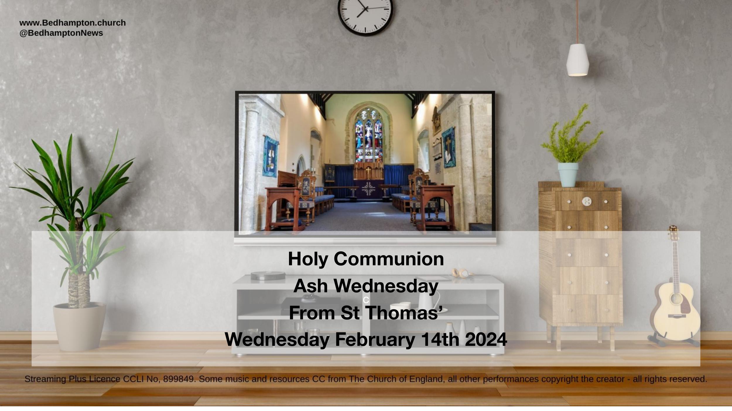 Ash Wednesday Holy Communion February 14th, 2024